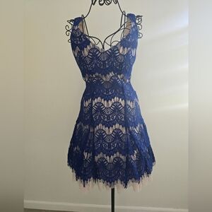 Party Blue Lace Short Dress